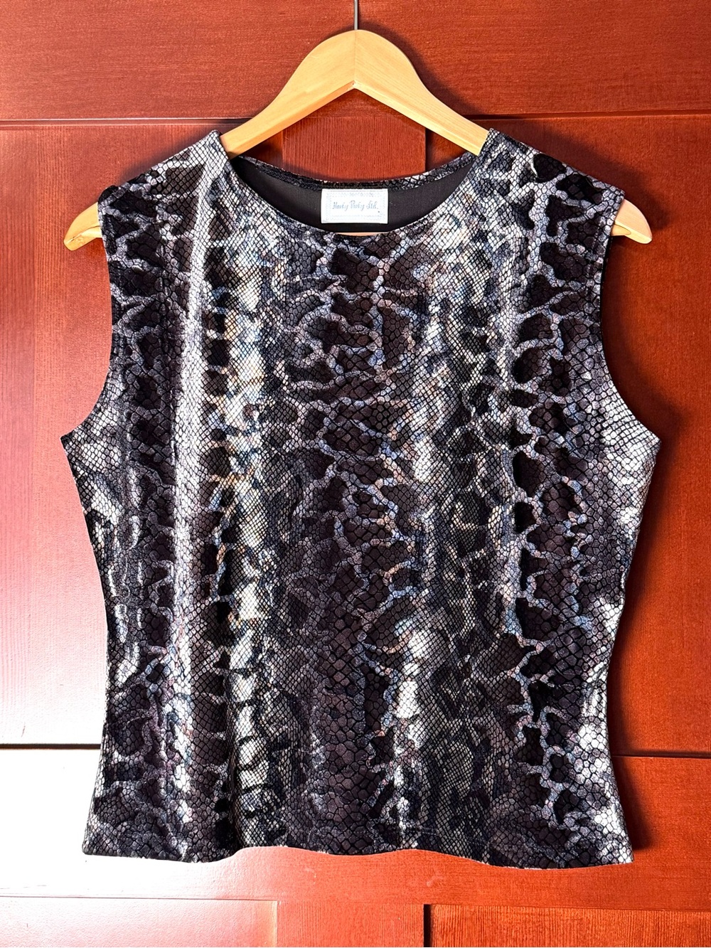 Vintage Hanky Panky Ltd Sleeveless Snakeskin Velvet Top Size Large (Estimated)